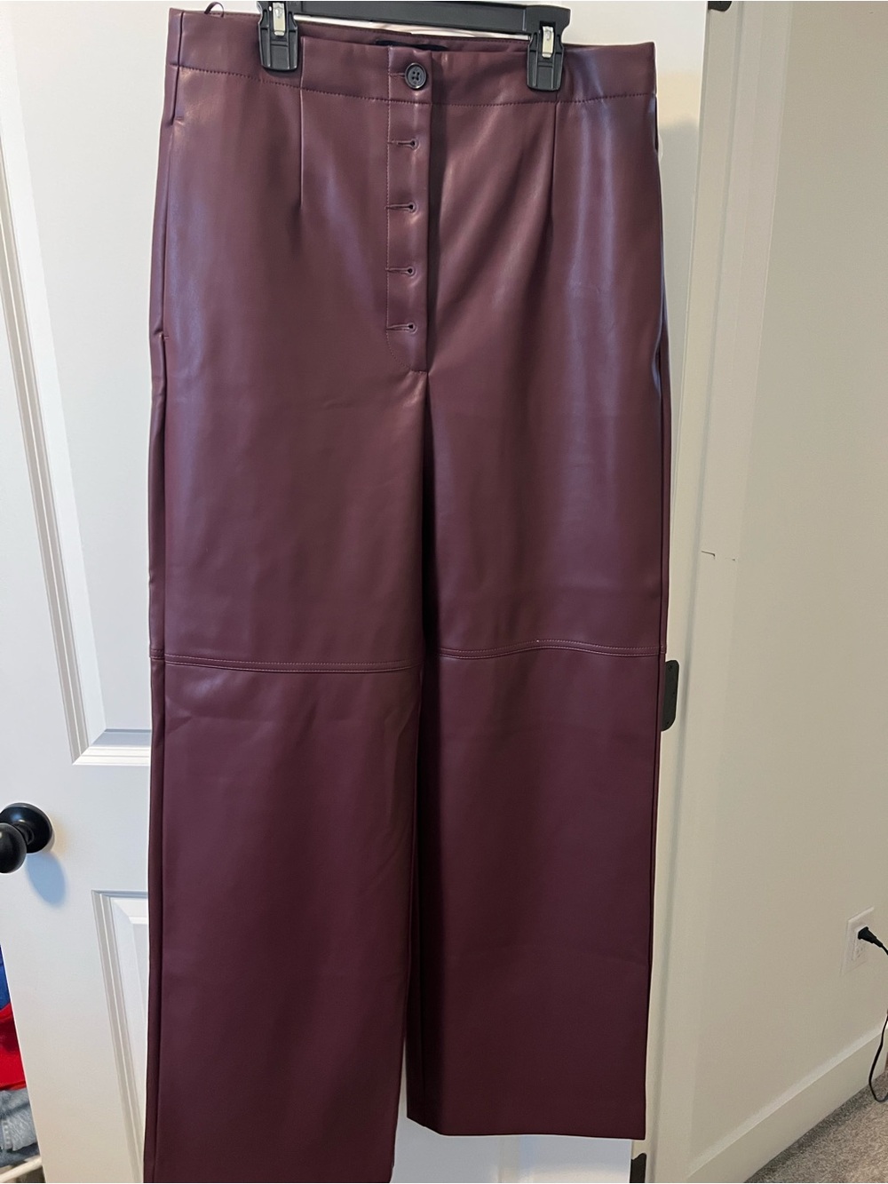 Banana Republic Faux Leather Pants in Burgundy